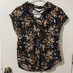 No Boundaries Floral Button Up Short Sleeve Shirt
